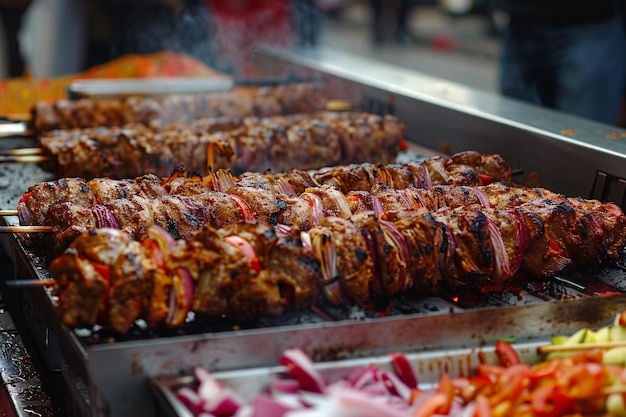 Turecki donner kebab na ślinie, jedzenie uliczne