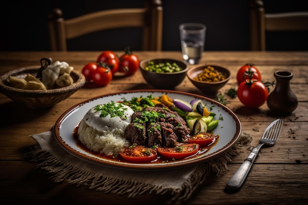 Tureckie jedzenie Wykwintne i wyjątkowe smaczne dania przytulna dekoracja wykwintna kuchnia serwująca