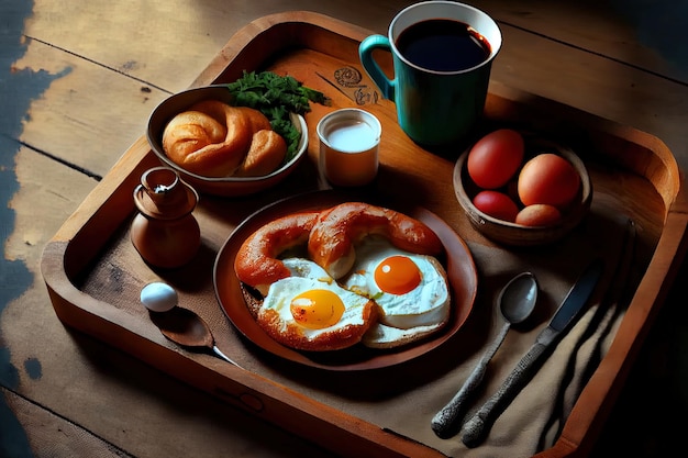 Tureckie śniadanie do łóżka ze smażonymi jajkami