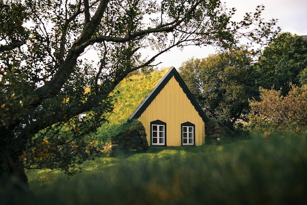 Turf Church w islandzkiej wiosce Hof Iceland