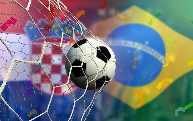 Turniej o puchar piłki nożnej między narodową Chorwacją a narodową Brazylią