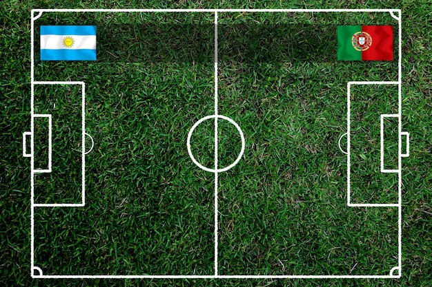 Turniej o puchar piłki nożnej pomiędzy narodowymi Argentyńczykami i narodowymi Portugalczykami
