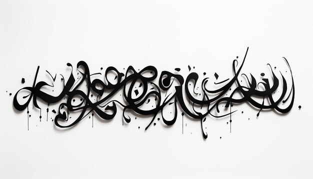 Twarde czarne wolnoręczne arabskie litery kaligraficzne