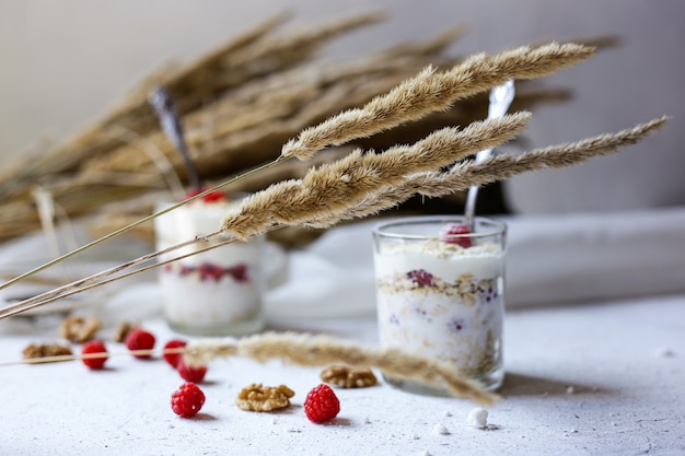 Twarożek i muesli z malinami