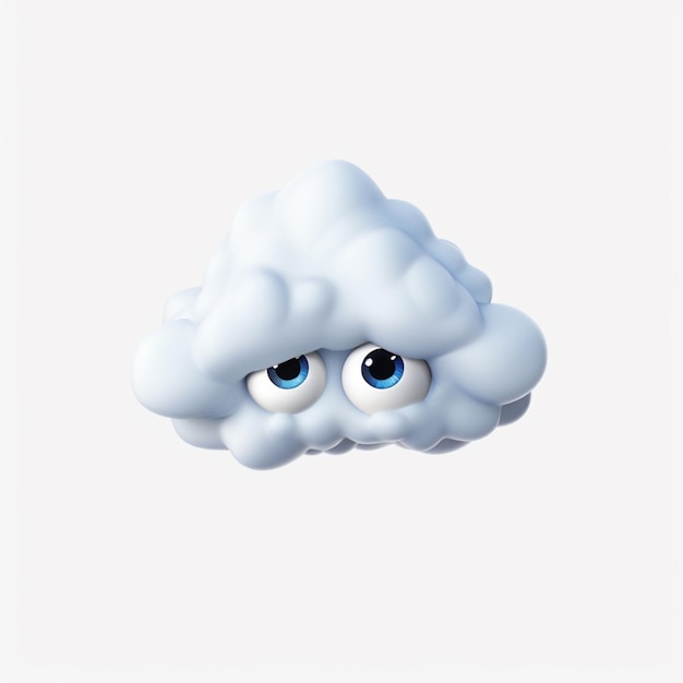 Zdjęcie twarz w chmurach emoji na białym tle wysokiej jakości 4k