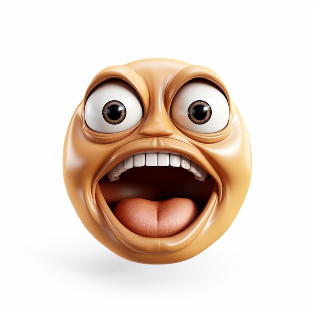 Zdjęcie twarz z emoji open mouth na białym tle wysokiej jakości