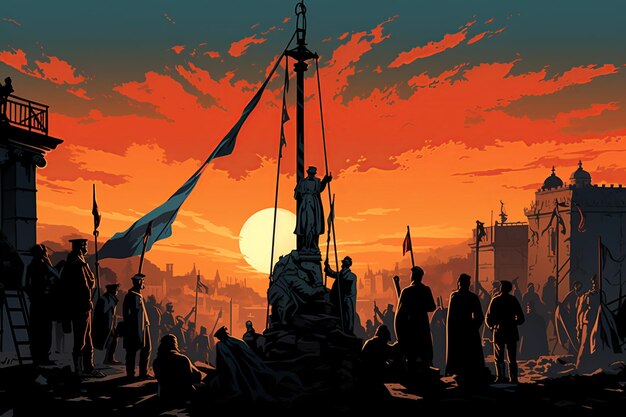Twilight of Revolution cienie flagi i paryskie tło