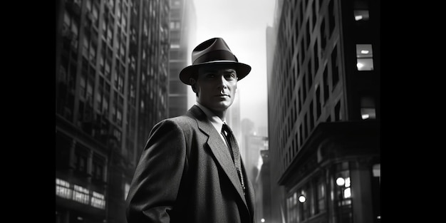 Twórz kinowe zdjęcia gangsterskie w stylu vintage na słabo oświetlonej ulicy Nowego Jorku