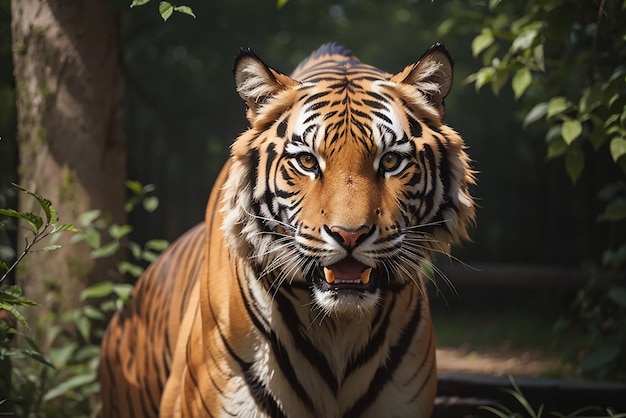 Tygrys bengalski wpatrujący się w agresję w oczy majestatyczne piękno natury
