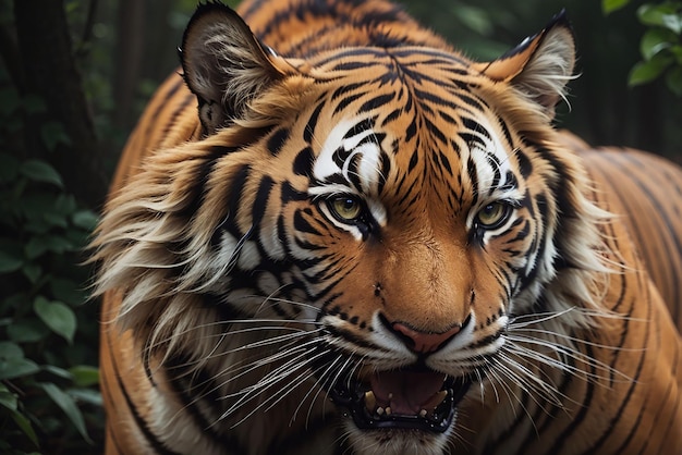 Tygrys bengalski wpatrujący się w agresję w oczy majestatyczne piękno natury