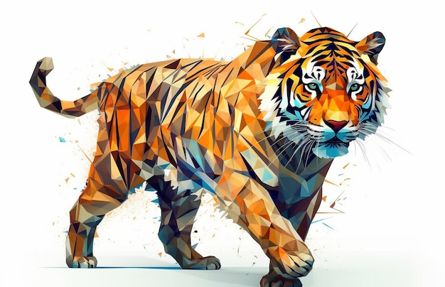Zdjęcie tygrys jest przedstawiony na trójkątnym obrazie.