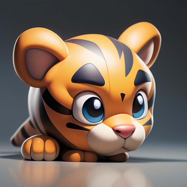 Tygrys kreskówka zwierzę ikona obraz ładny komiks stylu dzikich zwierząt ilustracja renderowania 3D C4D