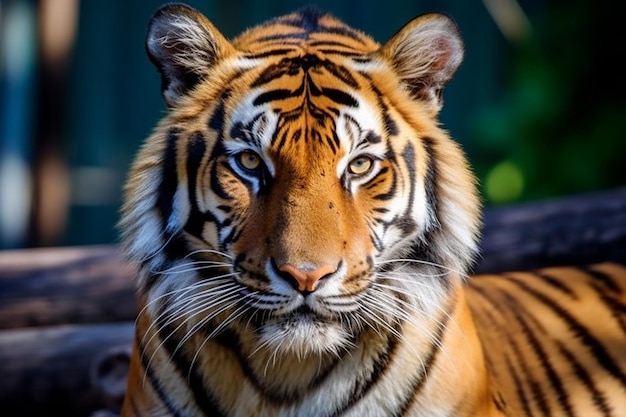 Tygrys w naturze pełen szczegółów przerażające niebezpieczne dzikie zwierzę inteligentne zwierzę
