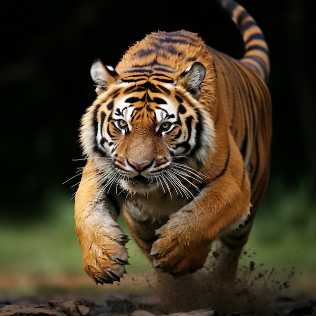 Tygrys wykazuje dynamiczne biegnięcie boczne w fascynującym spektaklu dla mediów społecznościowych