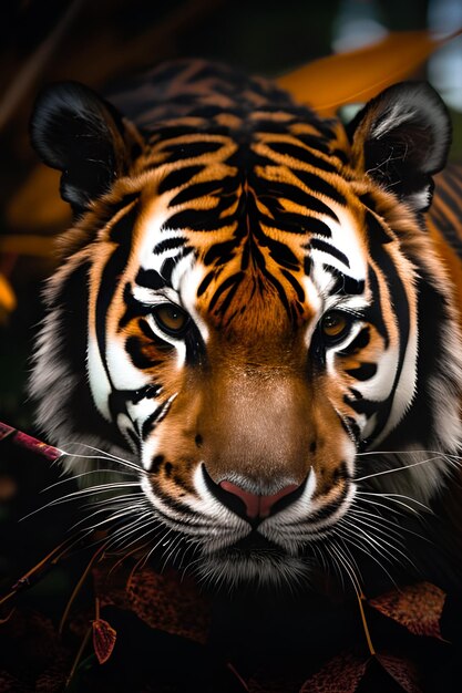 Tygrys z czerwoną liną w pysku
