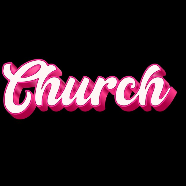 Typografia kościelna 3D Projekt różowy Czarno-biały tło Zdjęcie JPG.