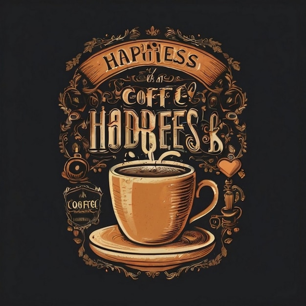 Typografia wstążkowa koszulka do kawy na Międzynarodowy Dzień Kawy