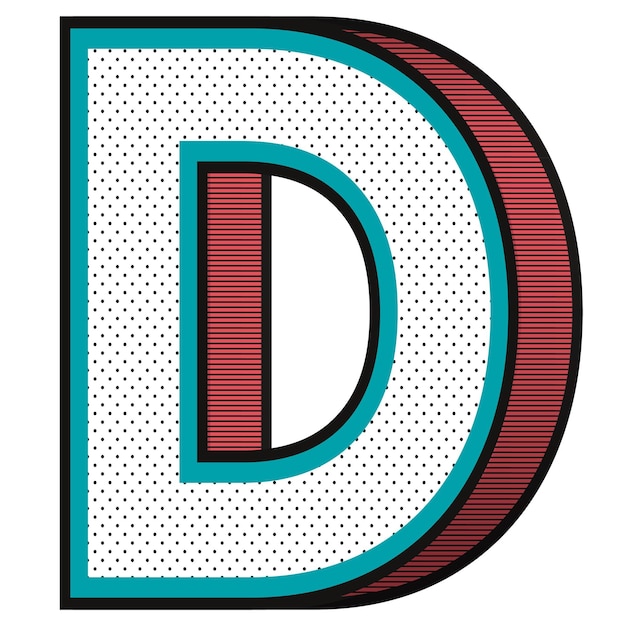 Typografia z efektem półtonu izometrycznego litery D png
