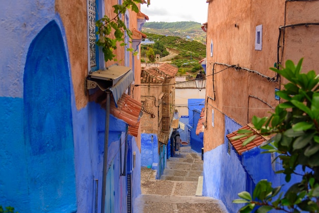 Typowa Piękna Marokańska Architektura W Chefchaouen Błękitnym Mieście Medina W Maroko
