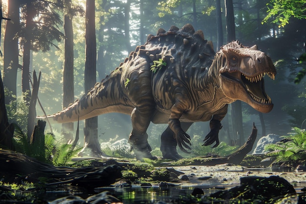 Tyrannosaurus Rex w dżungli Brzęczenie żywego historycznego potwora