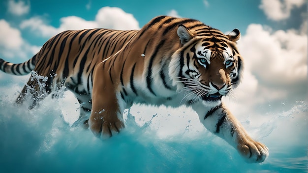Uchwycenie piękna dzikiej przyrody Świętujemy Światowy Dzień Zwierząt z Tygrysem w akcji Zdjęcie Stockowe