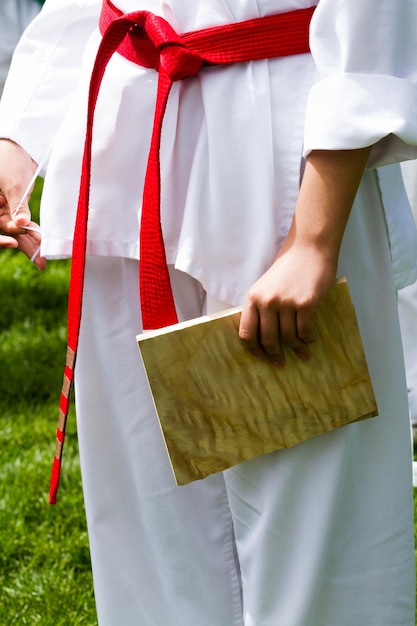 Uczeń Tae Kwon Do ćwiczący W Parku.