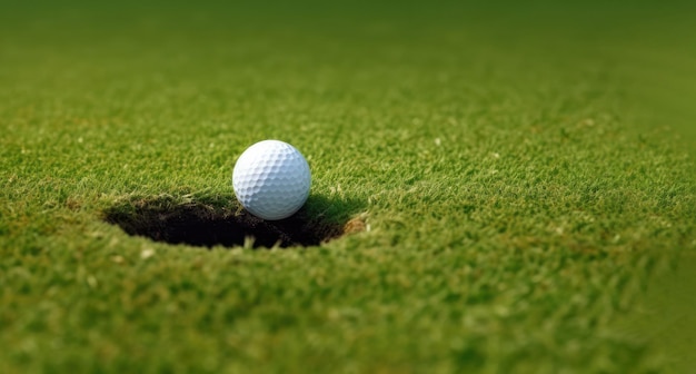 Udany putt, gdy piłka golfowa wpada do dziury