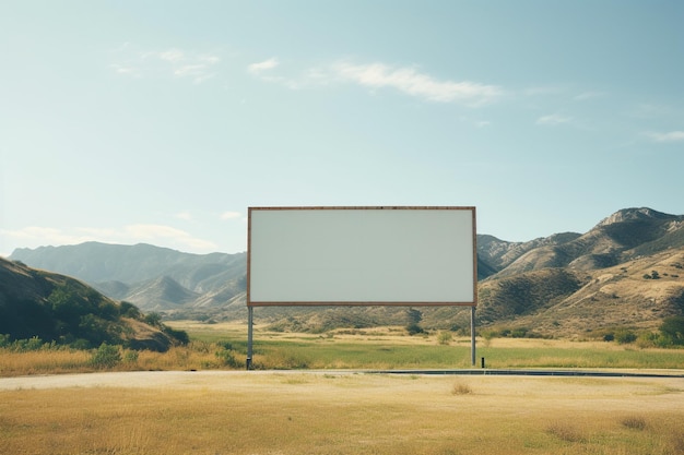 Uderzający obraz pustej ramki billboardu na opuszczonej plaży nieskończone możliwości reklamowe