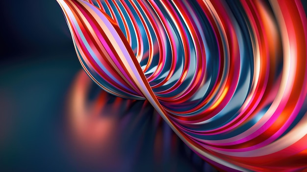 Zdjęcie uderzający strumień kolorowych pasków zakręca się w kształcie węża, pokazując płynność i ciągłość
