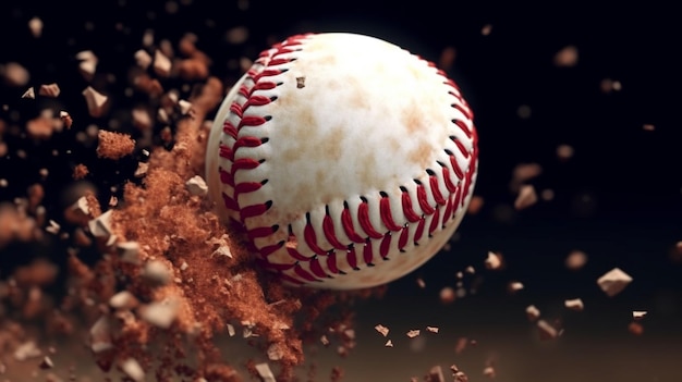 Uderzenie baseballowe z rozpadającą się piłką