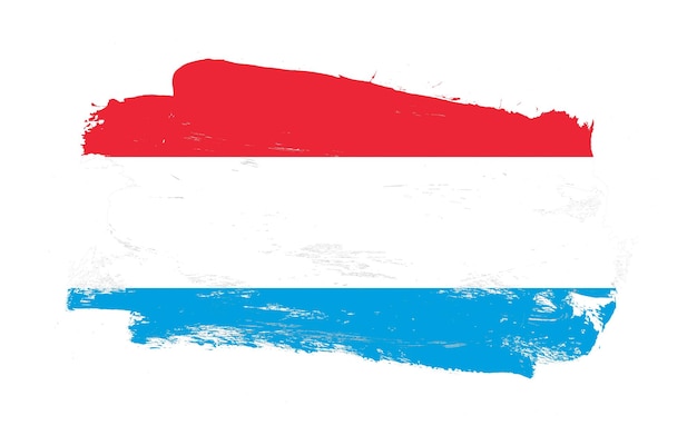 Uderzenie pędzla malowane trudnej sytuacji Flaga Luksemburga na białym tle