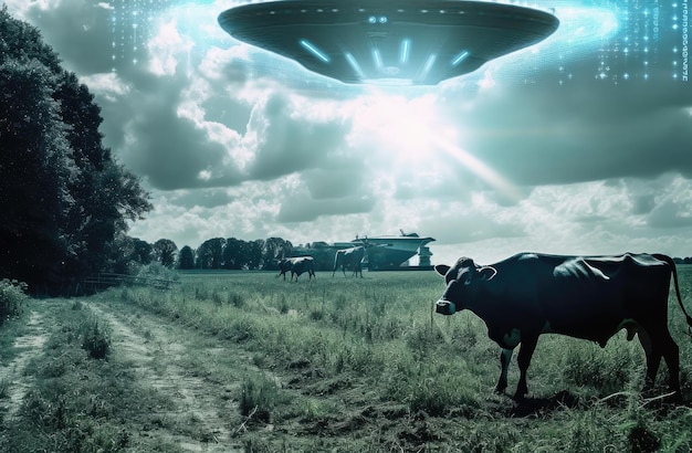 Zdjęcie ufo i krowa