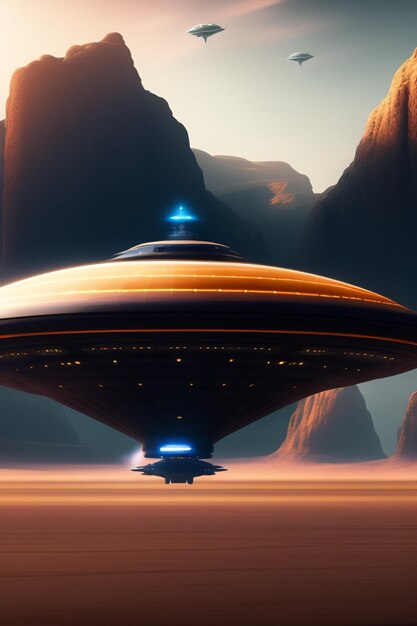 UFO latające nad pustynią