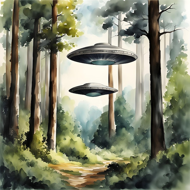 UFO patrolujące las koncepcja