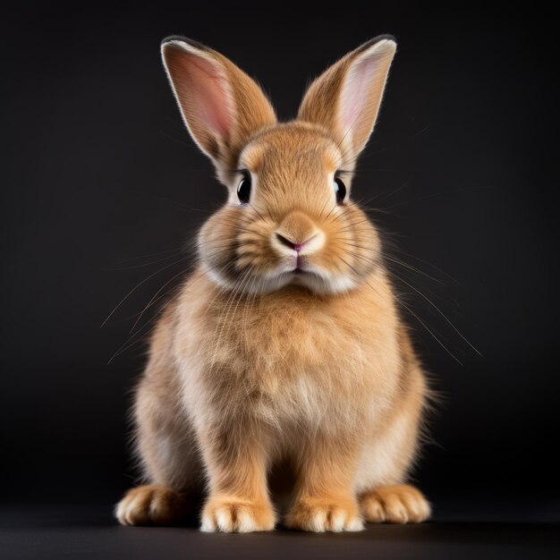 Uhd Photo Of Orange Rabbit On Black Background Zdjęcie studyjne