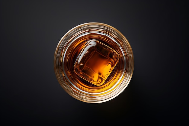 Ujęcia esencji spektakularny widok z góry whisky w szklance