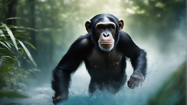 Ujęcia piękna dzikiej przyrody Święto Światowego Dnia Zwierząt z oszałamiającym szympansem