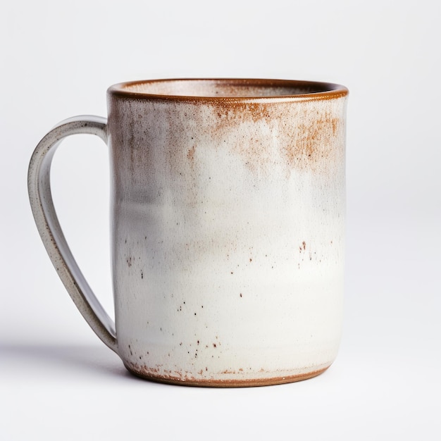 Ujęcia prostoty Elegantny ceramiczny kubek do kawy Podróż fotograficzna na neutralnym płótnie