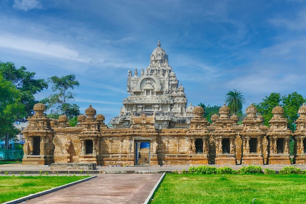 Ujęcie świątyni Kailashnath, Pallava z początku VIII wieku, Kanchipuram, Tamil Nadu, Indie