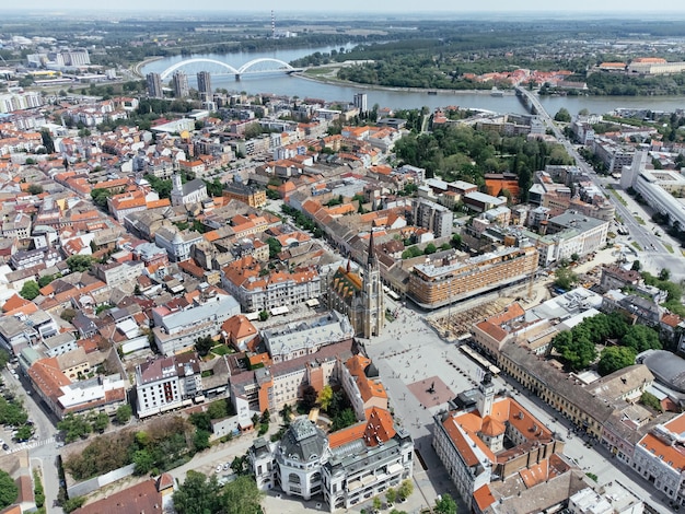 Ujęcie z drona miasta Novi Sad, Serbia