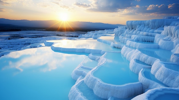 Ujmująca fotografia pustyni z basenu Pamukkale w Turcji