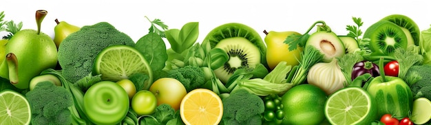 Układ banerów zielonych owoców i warzyw Generatywna sztuczna inteligencja