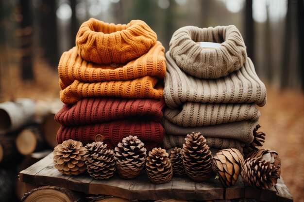 Zdjęcie układane sweterki w stylu jesiennym