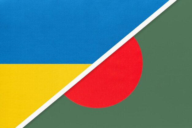 Ukraina i Bangladesz symbol kraju Flagi narodowe Ukrainy i Bangladeszu Związek i partnerstwo między dwoma krajami