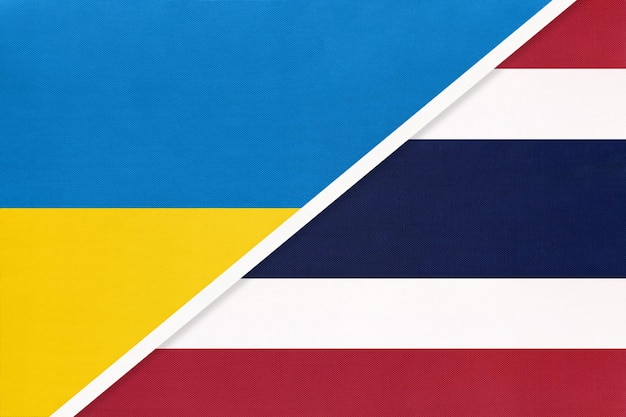 Ukraina i Tajlandia lub Syjam symbol kraju Ukraińskie kontra tajskie flagi narodowe