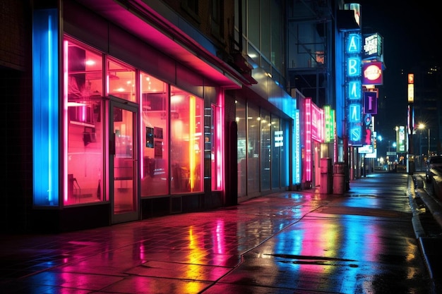 Zdjęcie ulica z neonem z napisem „kashi”.