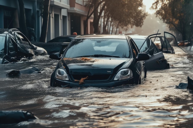 Ulice miast zalane po ulewnych deszczach, powodując potencjalne uszkodzenia samochodów Roszczenia z tytułu ubezpieczenia pojazdów mechanicznych