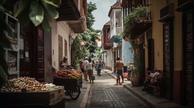 Uliczna scena w Cartagena, Kolumbia