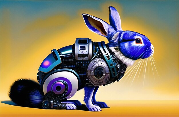Ulotka robota Easter Rabbit w krajobrazie przyrody Nowoczesny projekt motywu wielkanocnego Happy Easter AI Generated