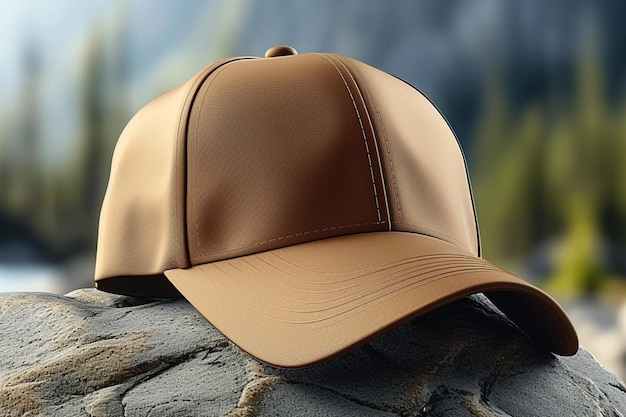 Ultra realistyczna maketa czapki Pusta jasnobrązowa czapka baseballowa w rozdzielczości 8K